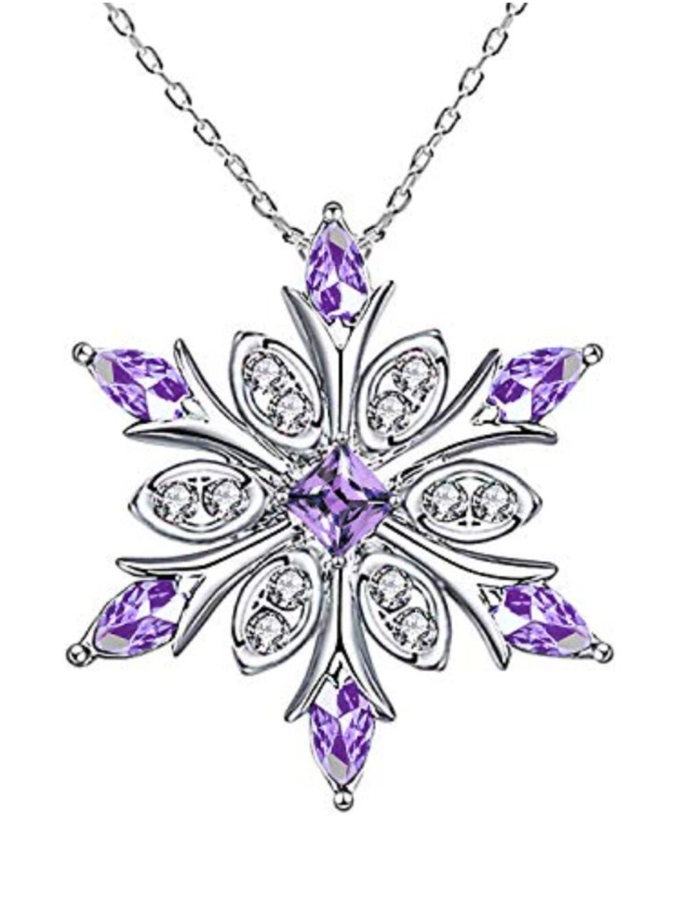 925 Sterling Silver Snowflake Pendant Necklace Adjustable Chain